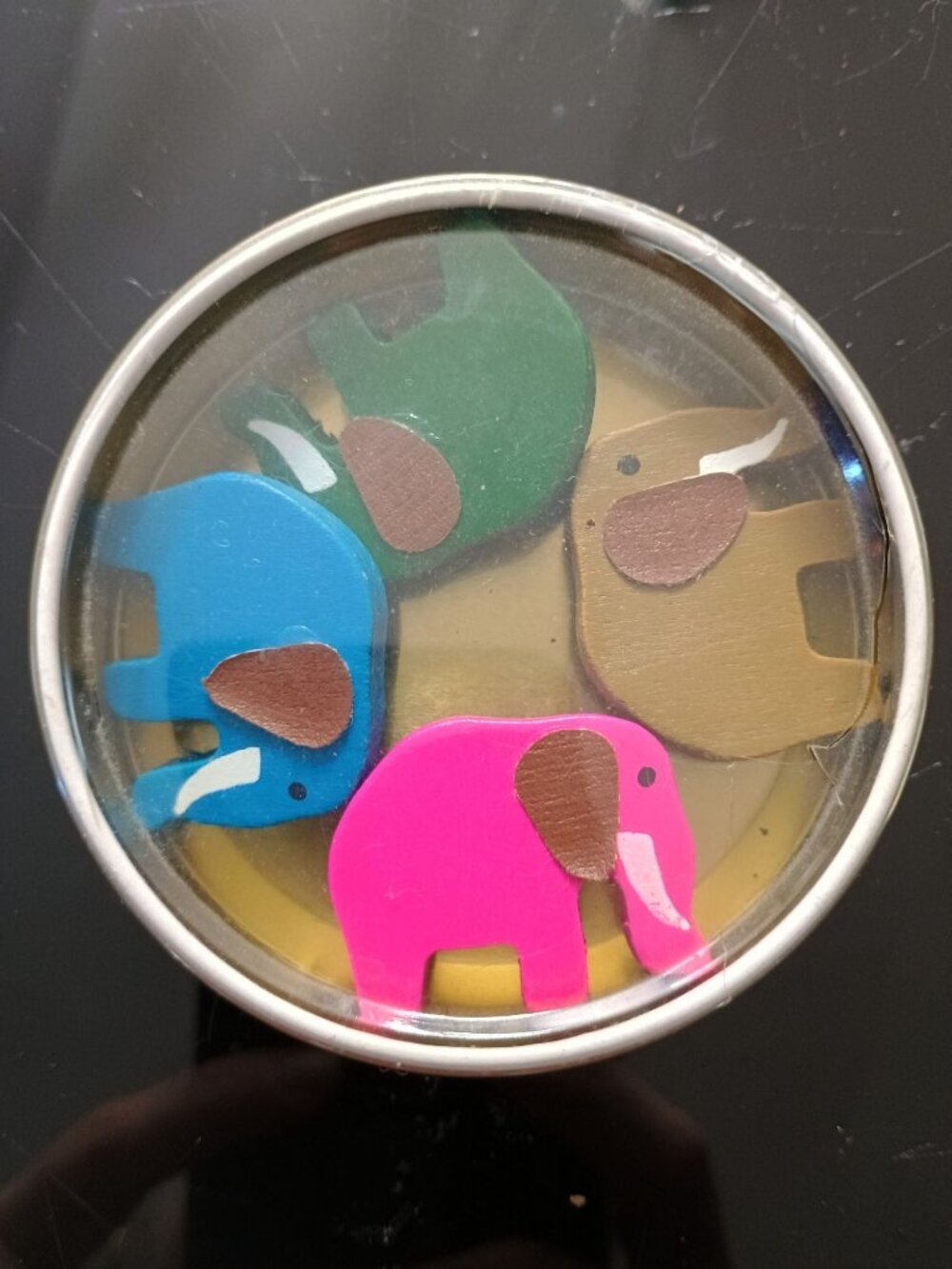 Colorful Wooden Elephant Magnets Knobler Japan Decorative Set Of 4 Collectible R